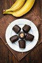 Frozen banana, top view Royalty Free Stock Photo