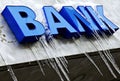 Frozen bank sign Royalty Free Stock Photo