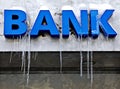Frozen bank sign