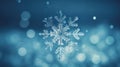 Frozen beauty: close up of a snowflake on a winter background