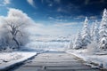 Frozen beauty Snow covered trees create a picturesque winter scene