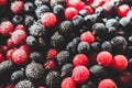 Frozen berries. Frozen blueberry, black currant and red currant. Preserved food. Natural antioxidant. Summer vitamin. Healthy food