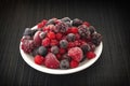 Frozen berries on a plate