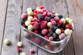 Frozen berry mix in a glass bowl Royalty Free Stock Photo