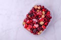 Frozen berry mix in a plastic container Royalty Free Stock Photo