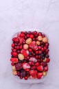 Frozen berry mix in a plastic container Royalty Free Stock Photo