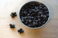 Frozen black currant in a bowl