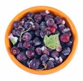 Frozen black currant in a ceramic bowl Royalty Free Stock Photo