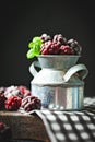 Frozen blackberries on a wooden table. Vertical. Royalty Free Stock Photo