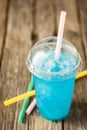 Frozen Blue Slushie in Plastic Cup with Straw Royalty Free Stock Photo