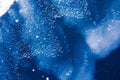 Frozen blue water surface and wave covered with ice, snow abstract winter background wallpaper Royalty Free Stock Photo