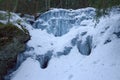 Frozen blue waterfall in the mountains, Slovakia