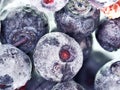 Frozen blueberry fruits, close up. macro photography of delicacies