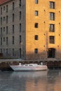 Frozen boat canal in Christianshavn - Copenhagen Denmark