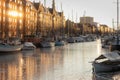 Frozen boats and ships canal in Christianshavn - Copenhagen Denmark