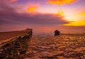 frozen boat in winter on the lake at sunrise Royalty Free Stock Photo