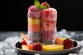 Frozen Brazilian fruit dessert beautifully presented in a captivating front view