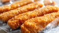 Frozen Breaded Fish Sticks in Plastic Packaging Royalty Free Stock Photo