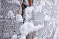 Frozen brick wall covered by hoarfrost Royalty Free Stock Photo