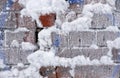 Frozen brick wall covered by hoarfrost Royalty Free Stock Photo