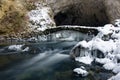 A frozen bridge over river Rak, Slovenia