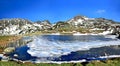 Frozen Bucura Lake from Retezat Mountains,Romania Royalty Free Stock Photo