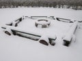 Frozen Camp Fire place. Place for tramps meet at camping fire Royalty Free Stock Photo