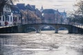 Frozen canals in Bruges, Belgium