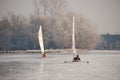 Frozen Canals in Holland. Dutch Winter Landscape