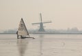 Frozen Canals in Holland. Dutch Winter Landscape