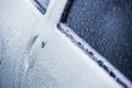 Frozen car door in winter Royalty Free Stock Photo