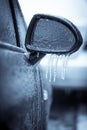 Frozen car mirror Royalty Free Stock Photo