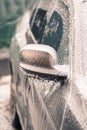 Frozen car mirror Royalty Free Stock Photo