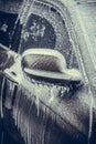 Frozen car mirror Royalty Free Stock Photo