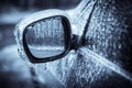 Frozen car mirror Royalty Free Stock Photo