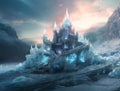 A Frozen Castle Enchanting the Snowy Landscape.