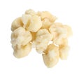 Frozen cauliflower florets isolated on white. Vegetable preservation Royalty Free Stock Photo