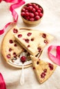 Frozen cherries in a wooden bowl Royalty Free Stock Photo