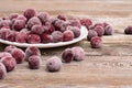 Frozen cherries on a wooden table Royalty Free Stock Photo