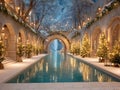 frozen Christmas swimming pool Royalty Free Stock Photo