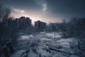 Frozen city winter street. Generate Ai