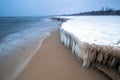 Frozen coast of Baltic Sea in Gdansk