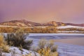 Frozen Colorado Lake at sunrise Royalty Free Stock Photo