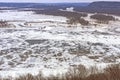 Frozen Confluence of Two Midwest Rivers in Winter