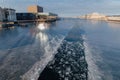 Frozen Copenhagen canal. Cold sunny winter day in Denmark Europe Royalty Free Stock Photo