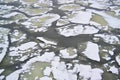 ice floes in Moskva river in Moscow city in winter Royalty Free Stock Photo