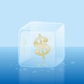 Frozen Credit Capital Dollar Ice Cube Money Royalty Free Stock Photo