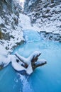 Frozen creek in Sucha Bela gorge in Slovak Paradise during winter Royalty Free Stock Photo