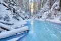 Frozen creek in Sucha Bela gorge in Slovak Paradise during winter Royalty Free Stock Photo