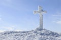 Frozen cross in Parang Mountains, Romania.